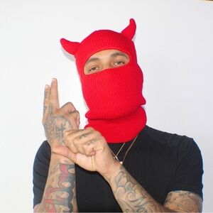 Red Devil Ski Mask Sheisty Baclava and Beanie for Rave or Motorcross Moto
